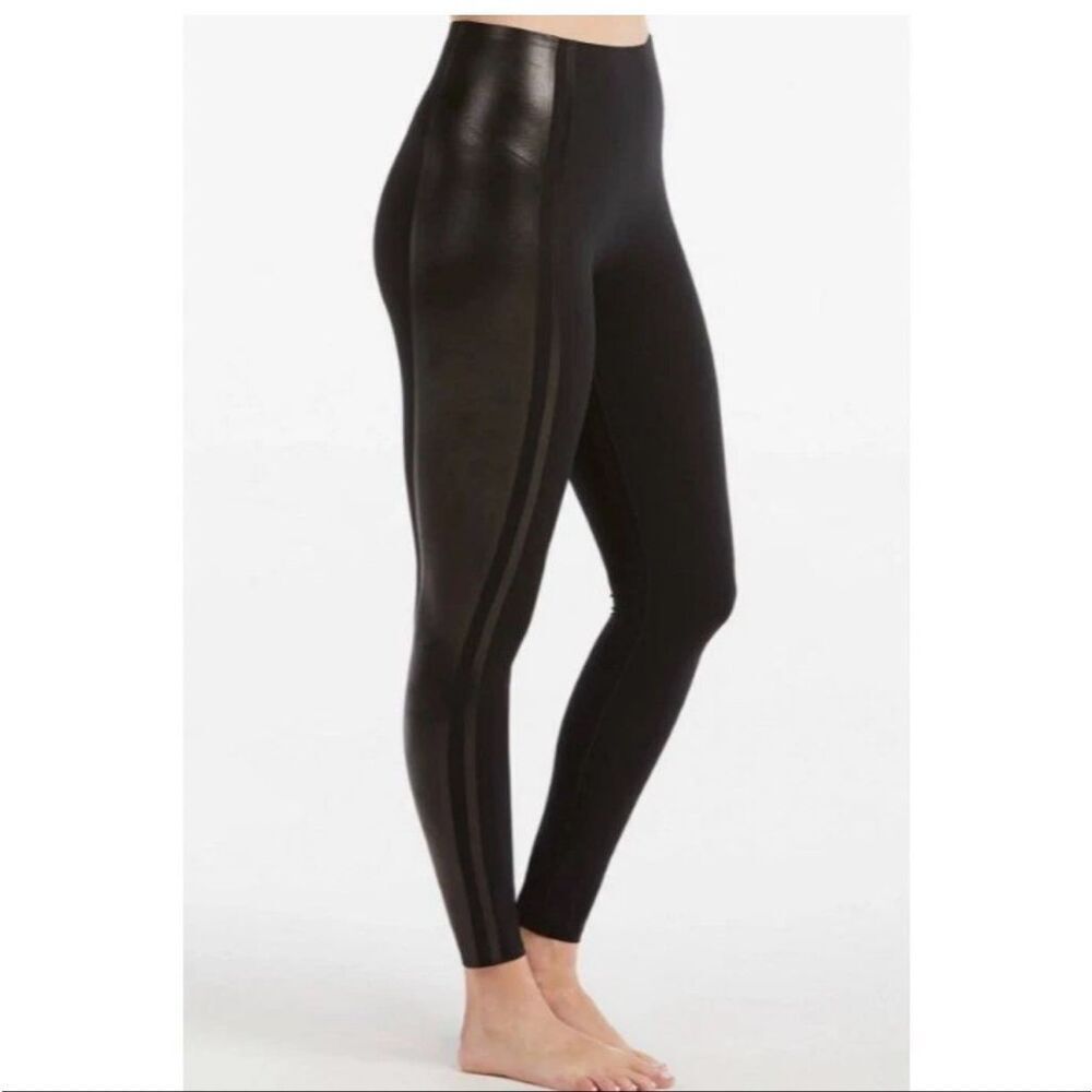 SPANX Every Wear High Waisted Gloss Side Stripe Leggings black size XL